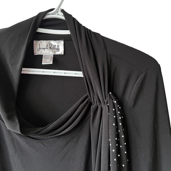 JOSEPH RIBKOFF | Tunic Top with Attached Rhinestone Scarf size 10 - Picture 3 of 7